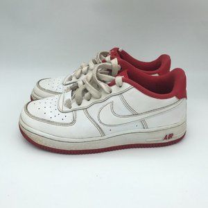 Nike Air Force 1 White‎ University Red Sneakers Size 4.5Y Or Womens 6 CD6915-101